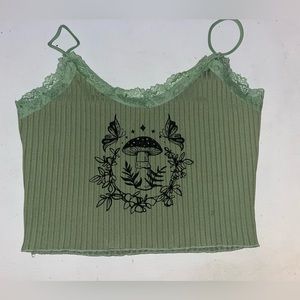 Green mushroom and butterfly top